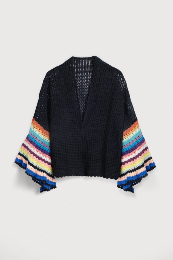 Black Rainbow Bell Sleeve Crochet
