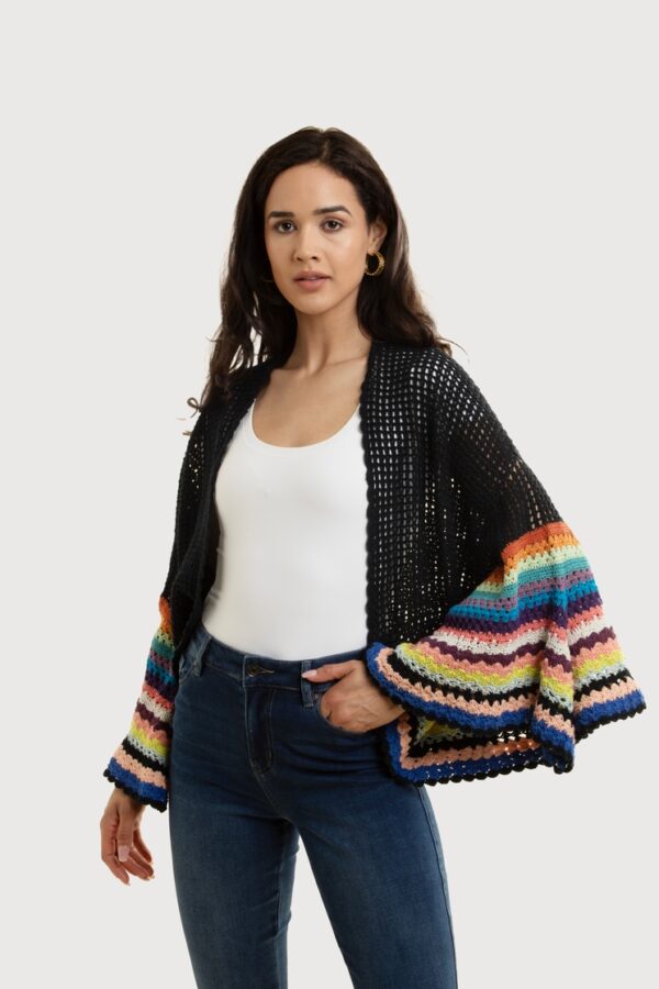 Black Rainbow Bell Sleeve Crochet model
