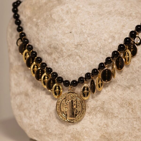 Black and Gold Pendant Necklace