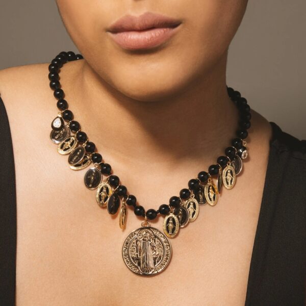 Black and Gold Pendant Necklace