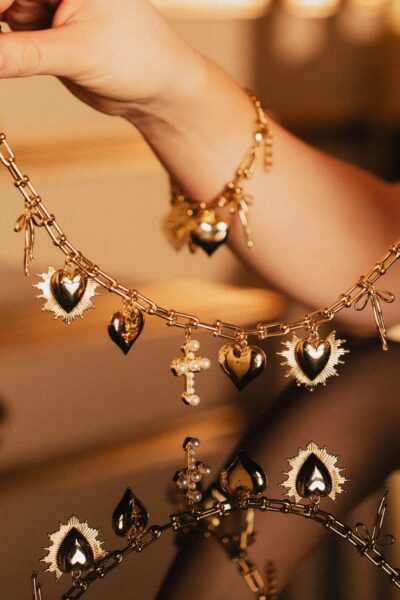 Cross and Heart Pendant Chain Necklace