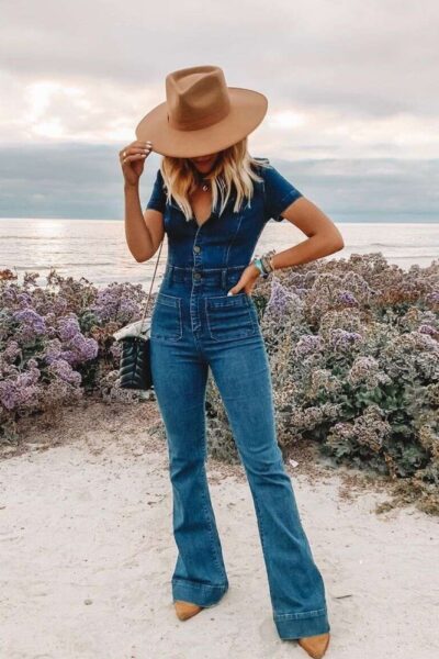 Flared Button Up Jumpsuit model