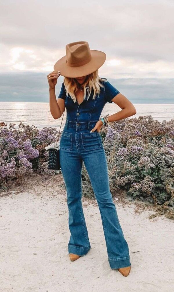 Flared Button Up Jumpsuit model