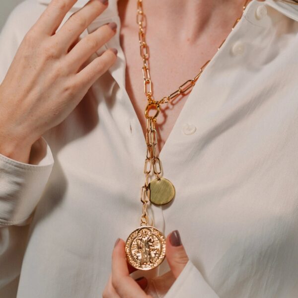 Gold Medallion Chain Necklace