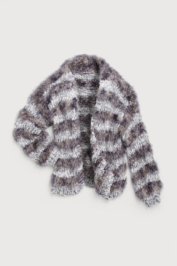 Grey Eyelash Knit Cardigan
