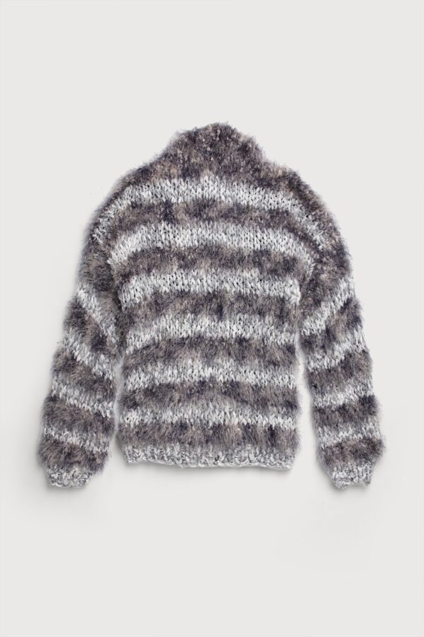 Grey Eyelash Knit Cardigan back