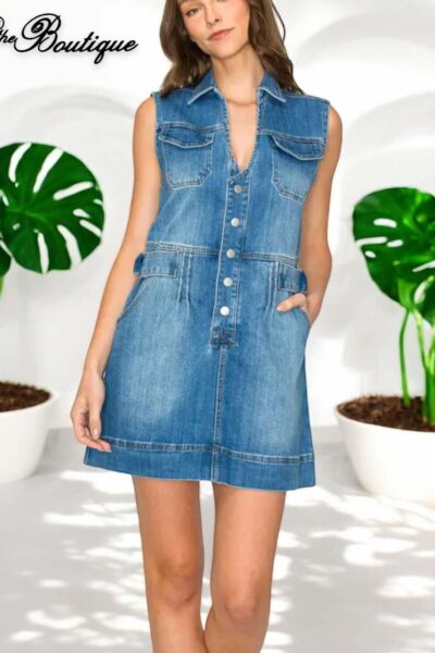 sleeveless denim mini