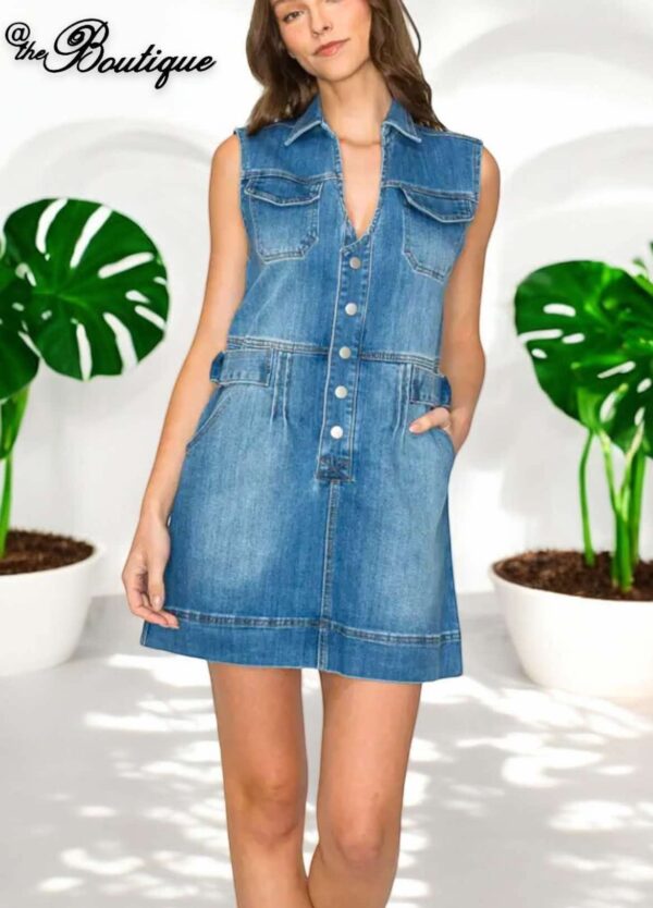 sleeveless denim mini