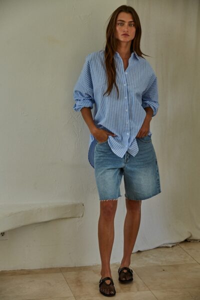blue and white striped shirt